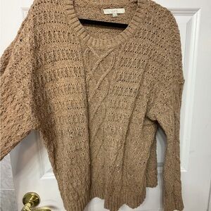 LOFT Women's Cable Knit Sweater in Tan